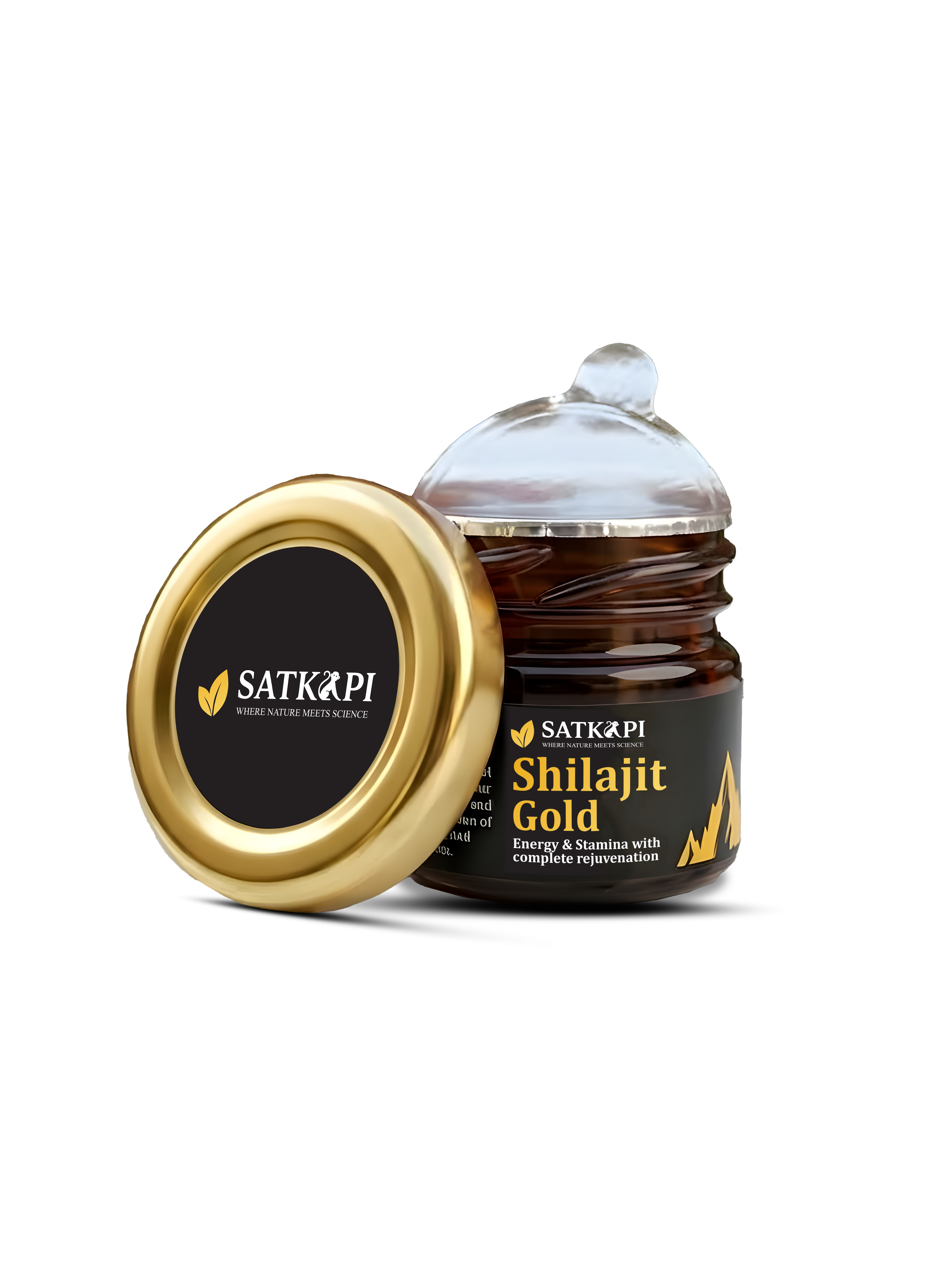 SATKAPI Shilajit Gold jar, open