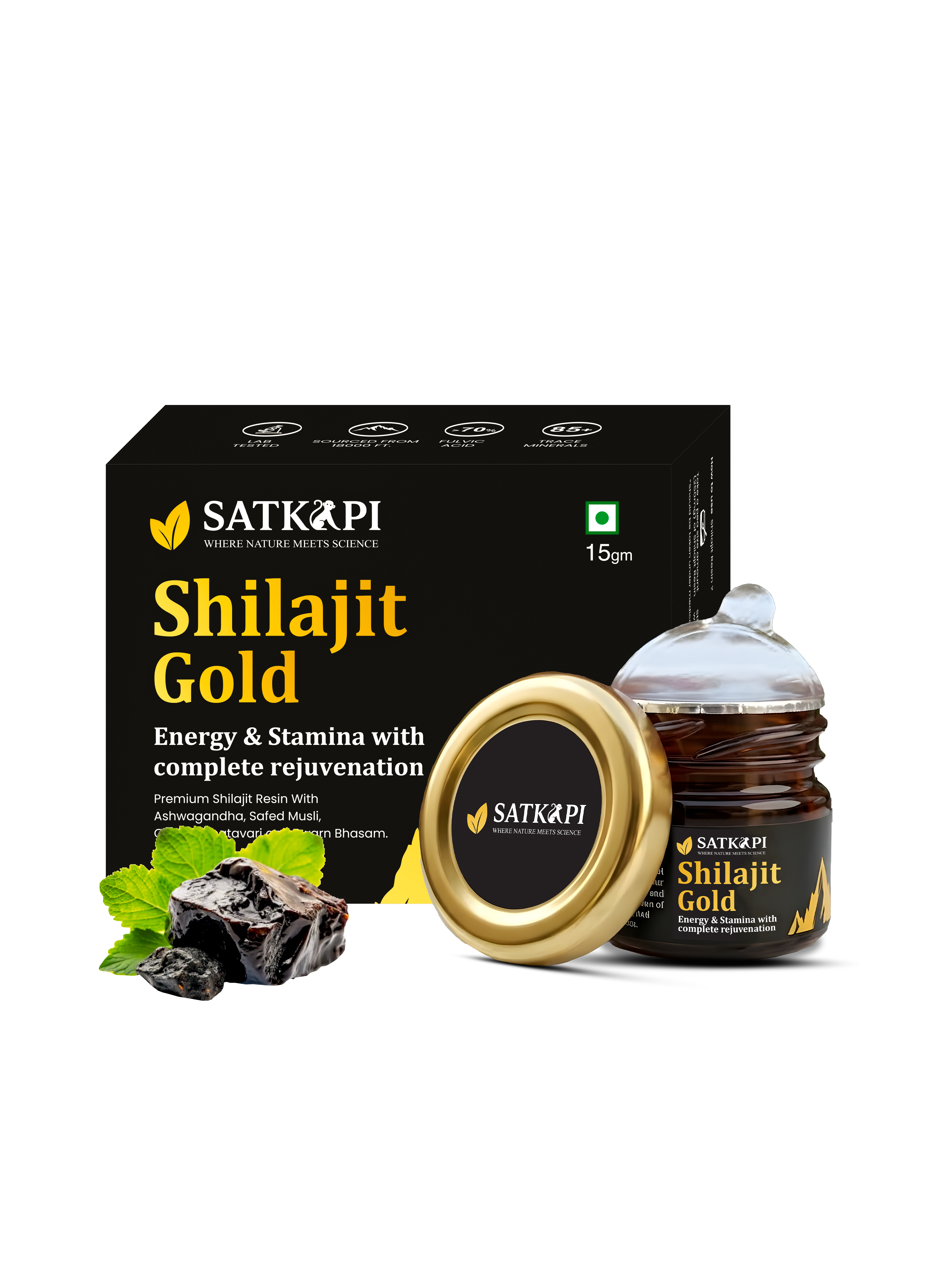 SATKAPI Shilajit Gold jar with packaging box